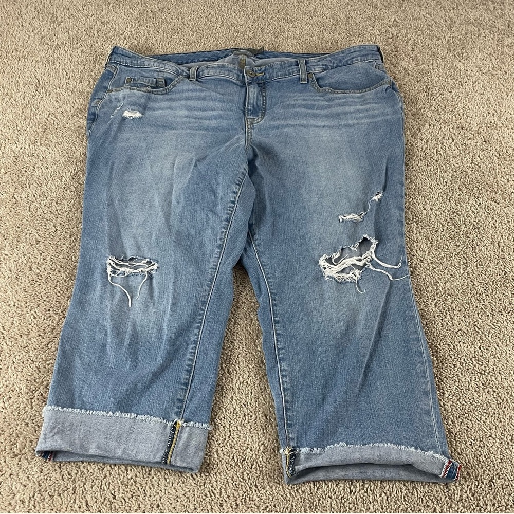 torrid Distressed Denim Cropped Jeans - Light Blue